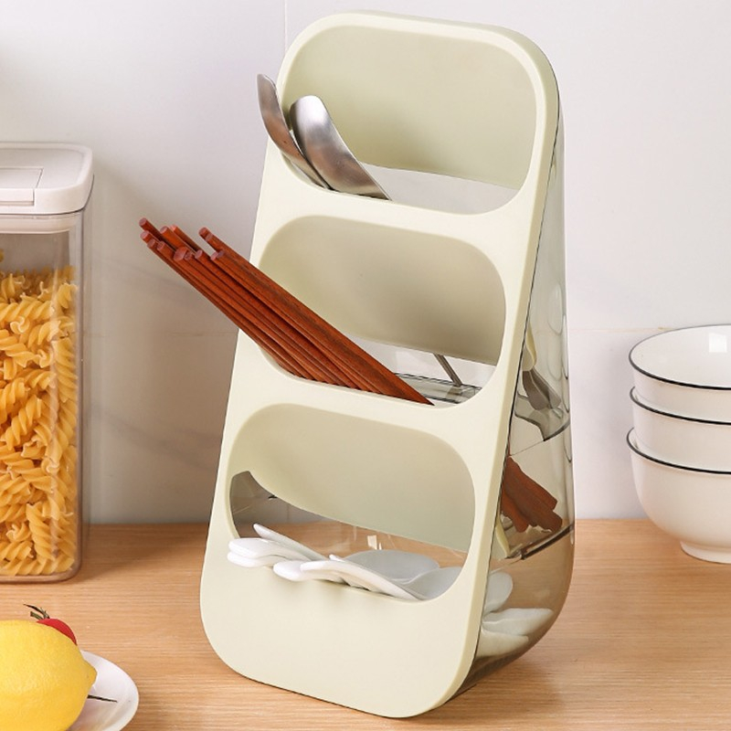 Suport - organizator pentru tacamuri, 3 compartimente, suport pentru cosmetica, ustensile, material pp durabil, 33 x 16 x 15 cm verde [4]