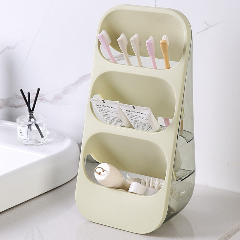 Suport - organizator pentru tacamuri, 3 compartimente, suport pentru cosmetica, ustensile, material pp durabil, 33 x 16 x 15 cm verde [5]