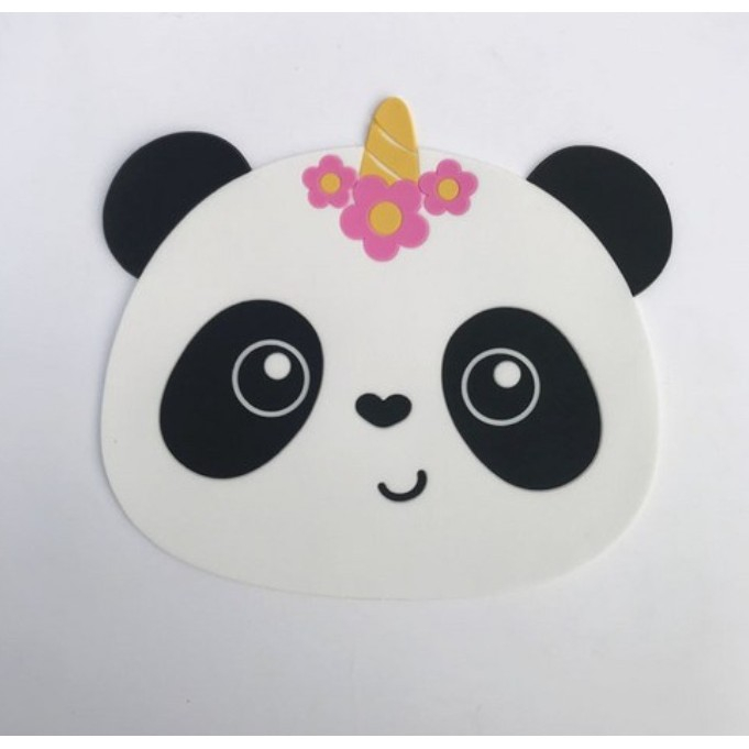 Suport pentru pahar, model urs panda, din pvc, 18.5x16 cm, rezistent la caldura, alb/negru [3]