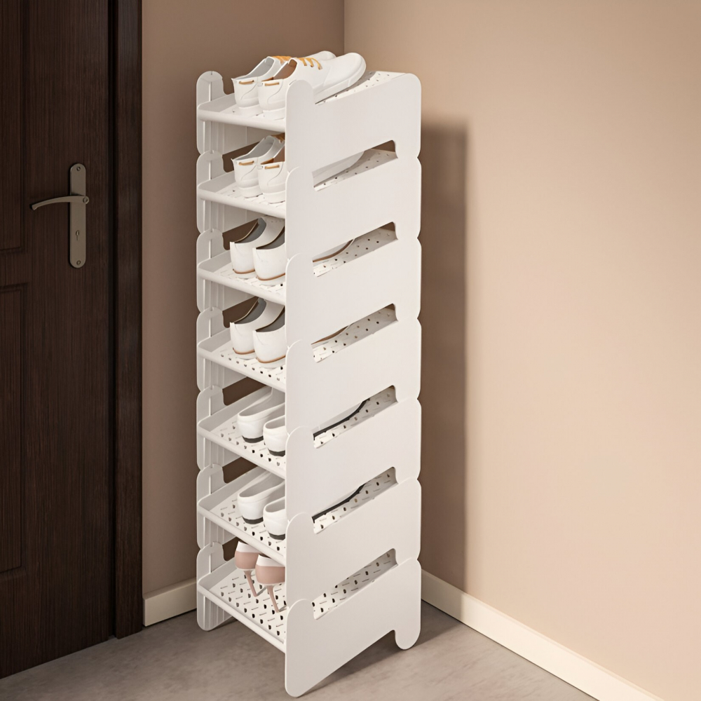 Suport pentru pantofi, cu doua straturi, organizator, antiderapant și durabil, 26x24.8x16 cm, alb [6]