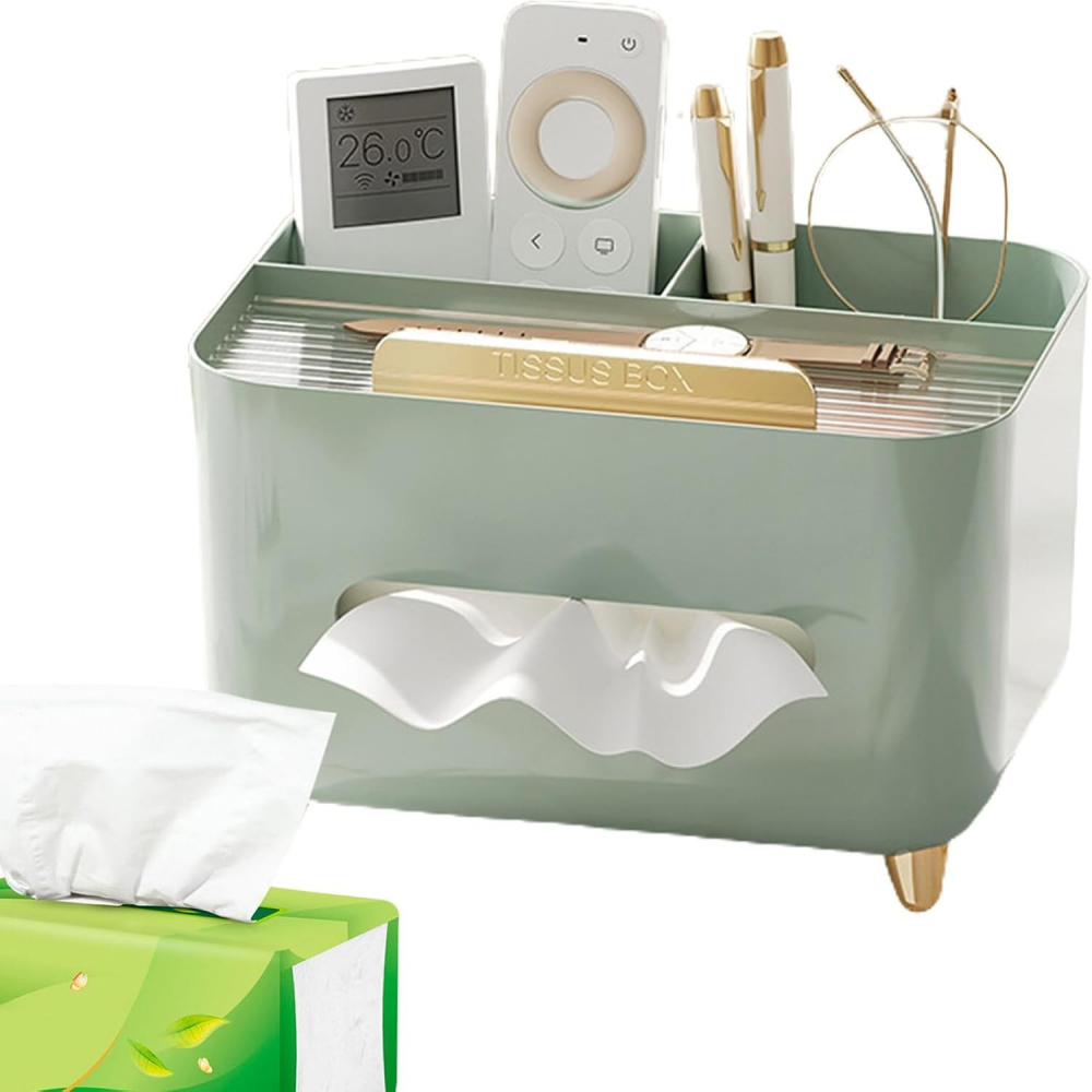 Suport pentru servetele, cutie multifunctionala, design minimalist, abs, cu suport pentru obiectele personale, pentru birou, 21x15x13 cm, verde [8]
