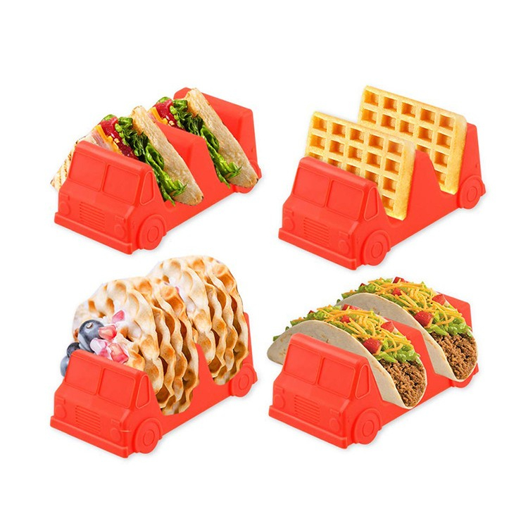 Suport pentru taco, model autobuz, 14 x 7.5 x 6.5 cm, din pp, portocaliu [7]