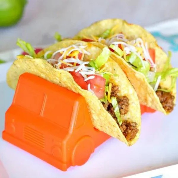 Suport pentru taco, model autobuz, 14 x 7.5 x 6.5 cm, din pp, portocaliu [3]