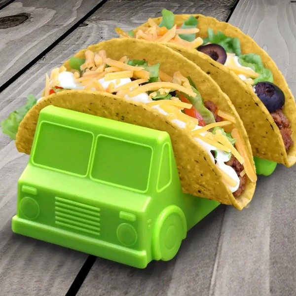 Suport pentru taco, model autobuz, 14 x 7.5 x 6.5 cm, din pp, verde [3]