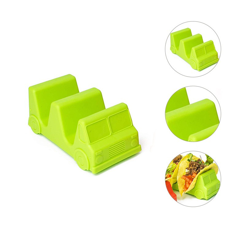Suport pentru taco, model autobuz, 14 x 7.5 x 6.5 cm, din pp, verde [4]