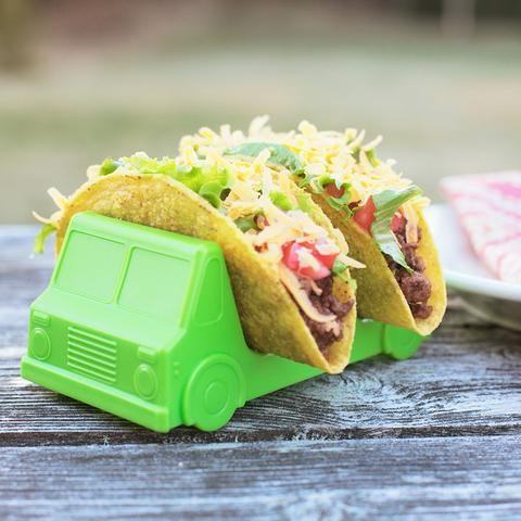 Suport pentru taco, model autobuz, 14 x 7.5 x 6.5 cm, din pp, verde [5]