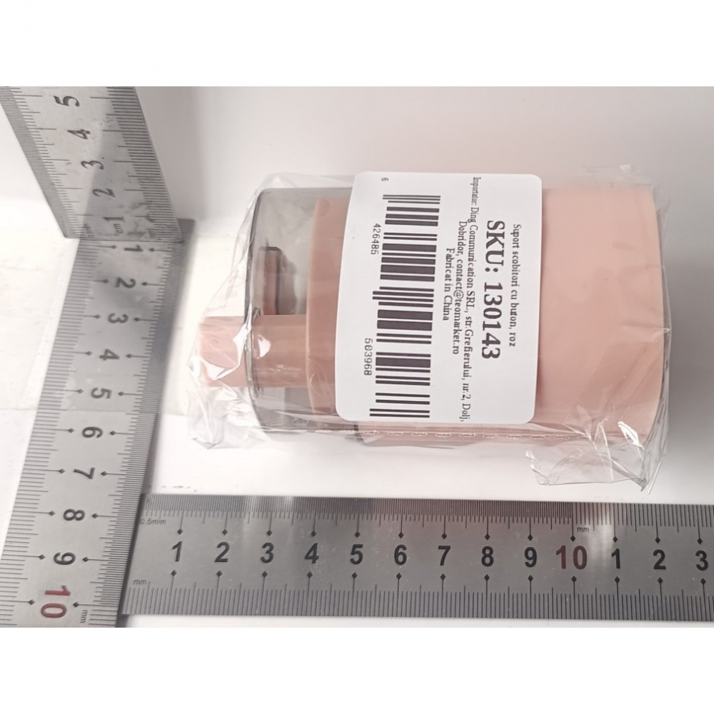 Suport scobitori, automat, cu buton si capac, din pp, 9.5x6 cm, roz [4]