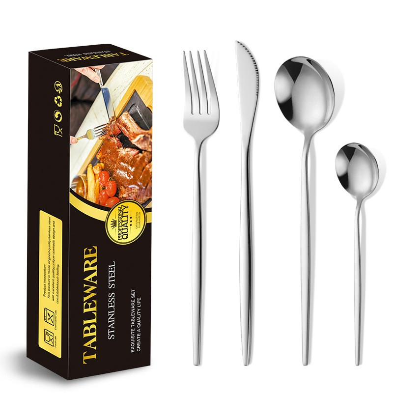 Tacamuri portugheze, set din 24 de piese din otel inoxidabil, 6 cutie, 6 furculite, 6 linguri de masa, 6 linguri pentru ceai, argintiu [2]