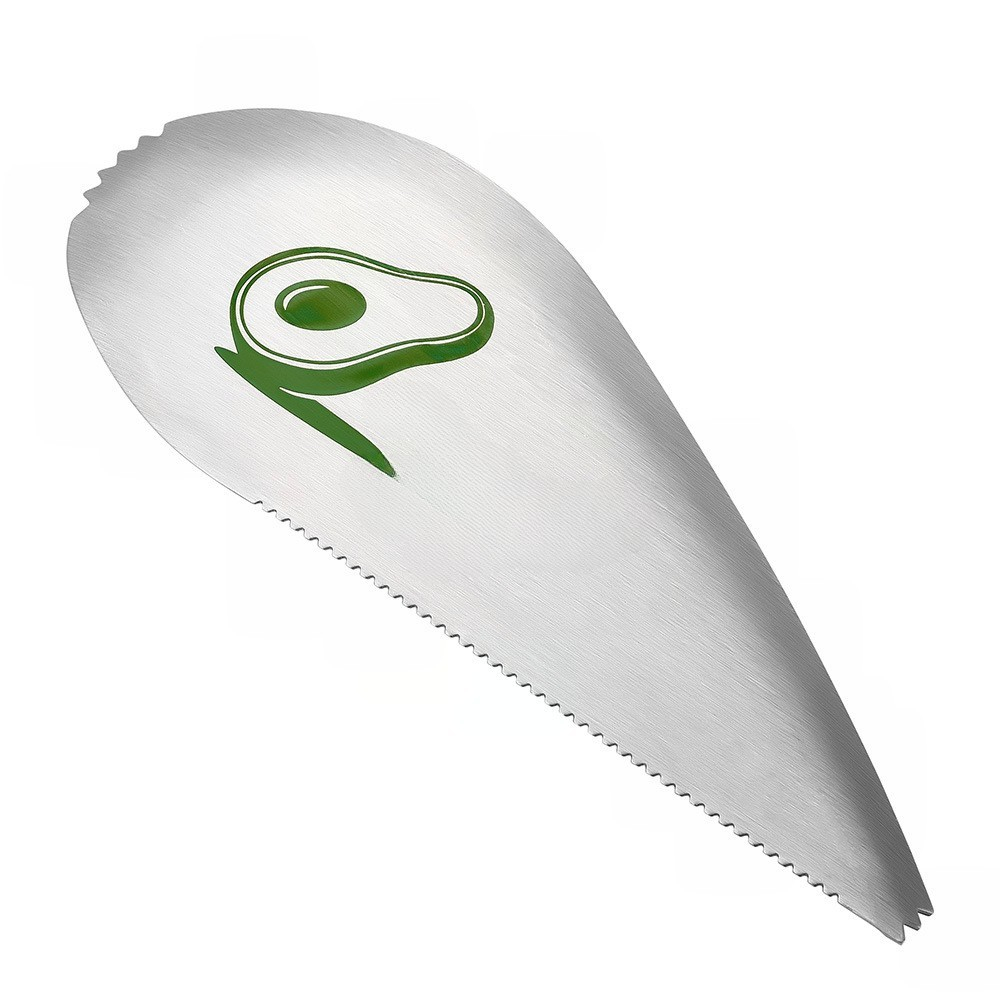 Taietor special pentru avocado  3 in 1, forma curbata, zimti pentru apucare si taiere, din otel inoxidabil, 15 x 6 cm, gri [1]