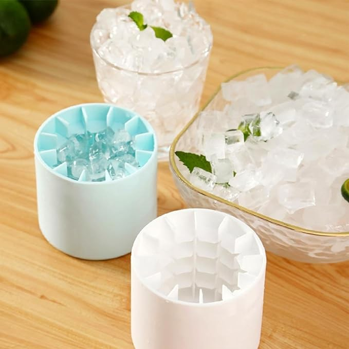 Tava de gheata din silicon cu capac, forma de gheata pentru racirea bauturilor, in forma de frapiera, silicon fara bpa, cuburi de gheata, 9x8.5x8 cm, albastru [3]