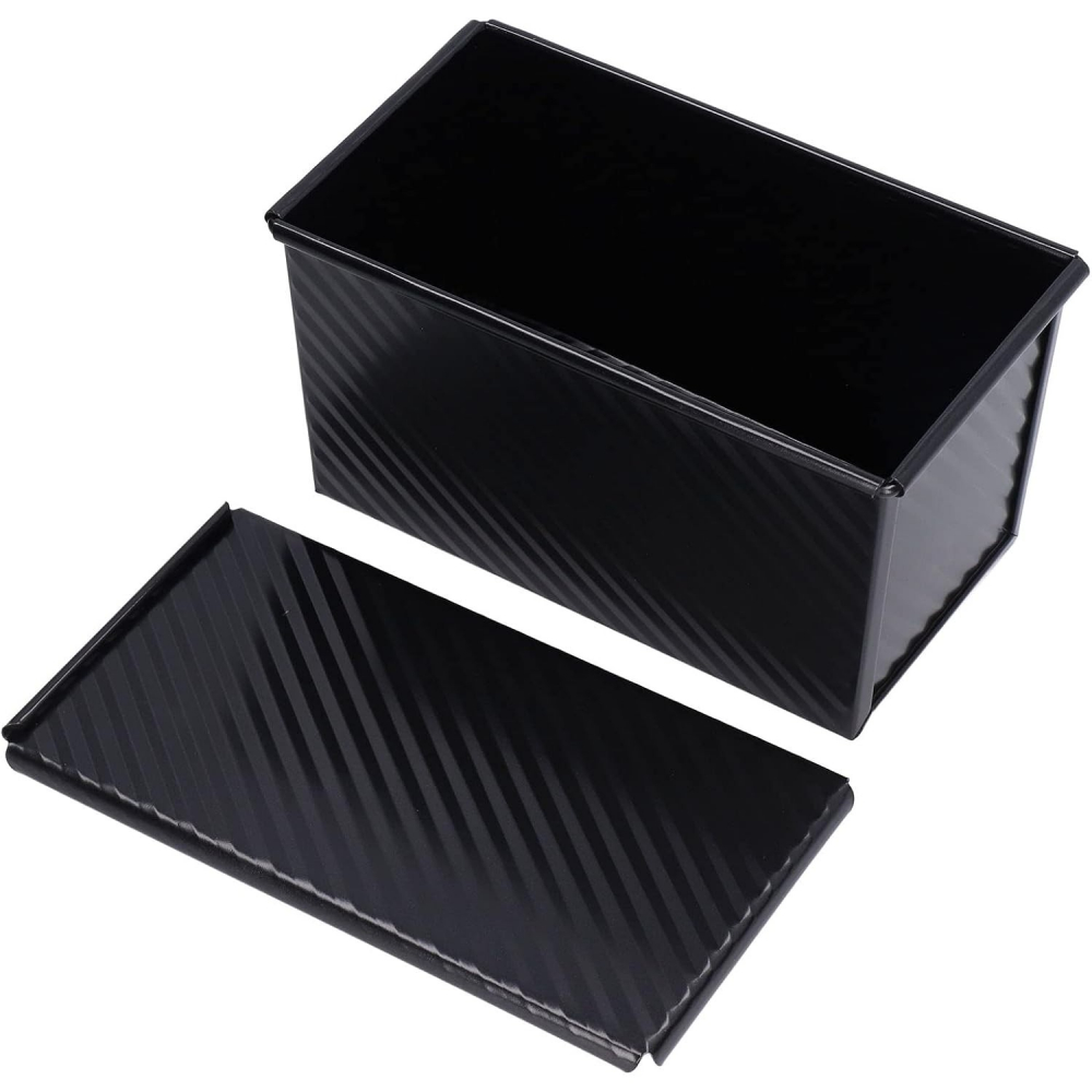 Tava pentru paine, din otel carbon, 450 g, cu capac, antiaderenta, 21 x 11 x 11.5 cm, negru [2]