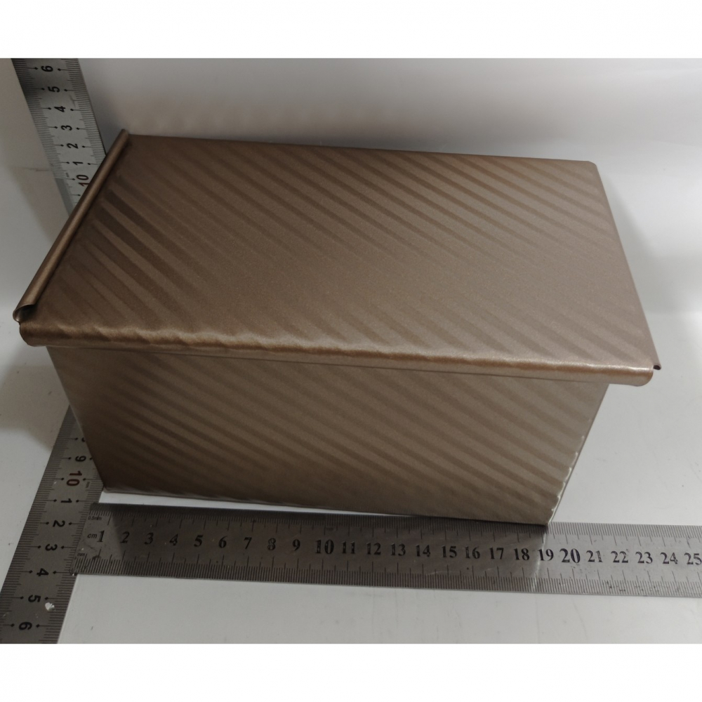 Tava pentru paine, din otel carbon, 450 g, cu capac, antiaderenta, 21 x 11 x 11.5 cm, roz auriu [7]