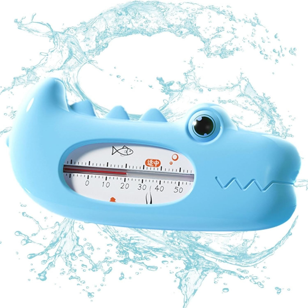 Termometru pentru baie, plutitor, rezistent la apa, multifunctional, model crocodil, 2.7x6.5x3.7 cm, albastru [3]