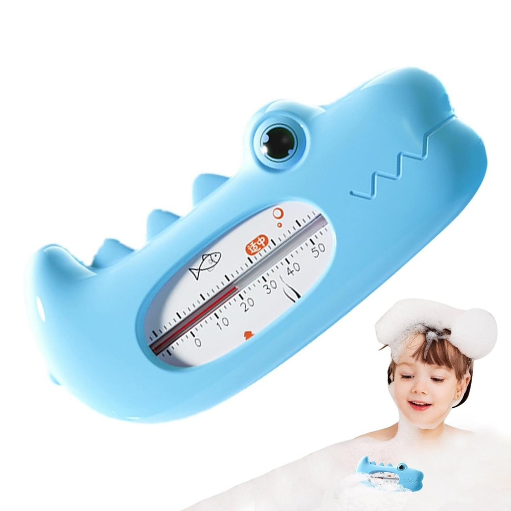 Termometru pentru baie, plutitor, rezistent la apa, multifunctional, model crocodil, 2.7x6.5x3.7 cm, albastru [6]