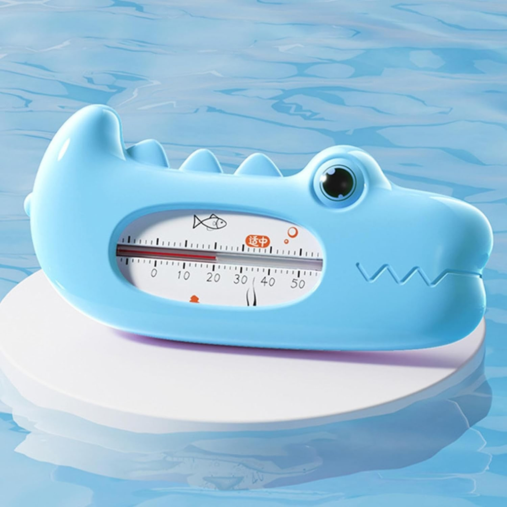 Termometru pentru baie, plutitor, rezistent la apa, multifunctional, model crocodil, 2.7x6.5x3.7 cm, albastru [2]