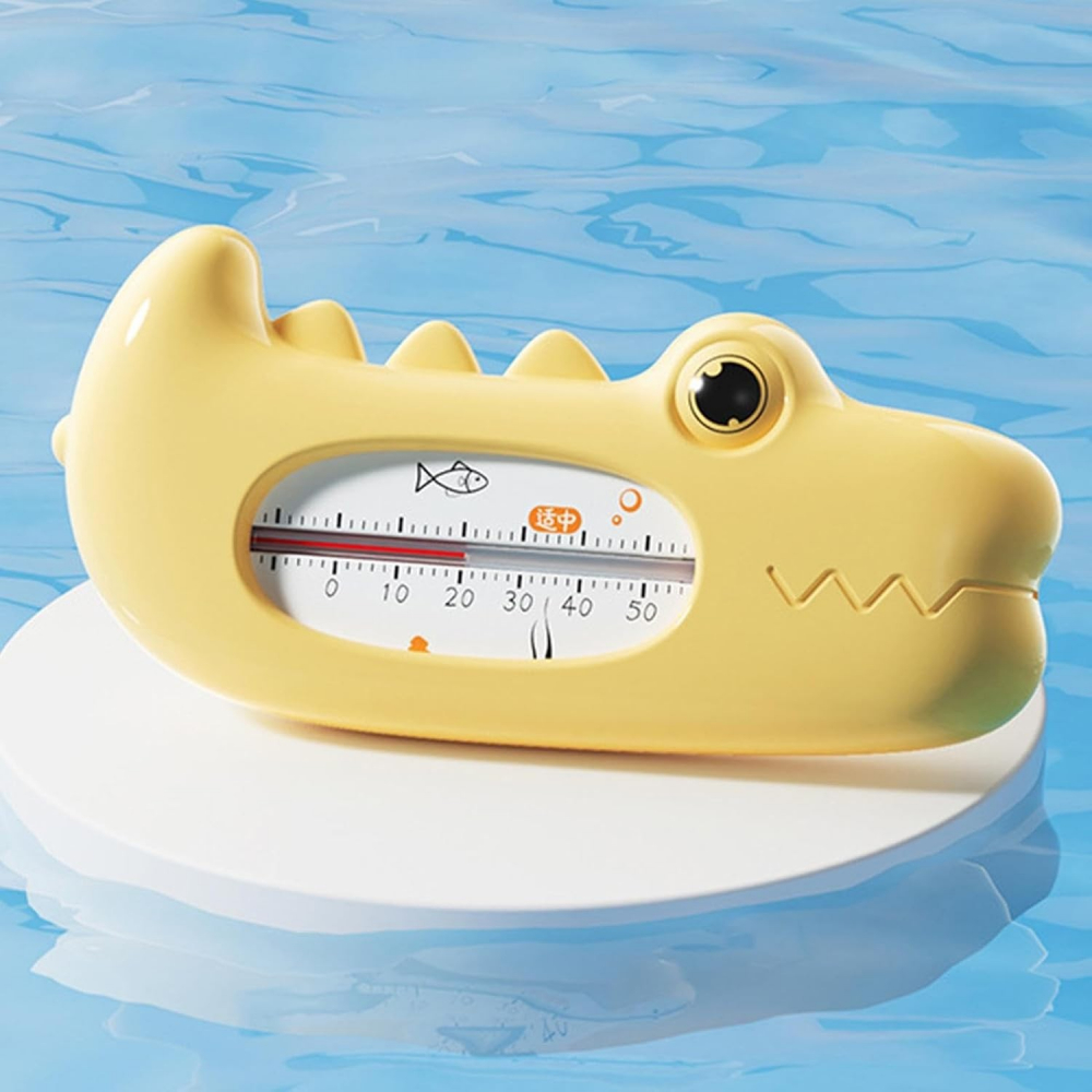 Termometru pentru baie, plutitor, rezistent la apa, multifunctional, model crocodil, 2.7x6.5x3.7 cm, galben [3]