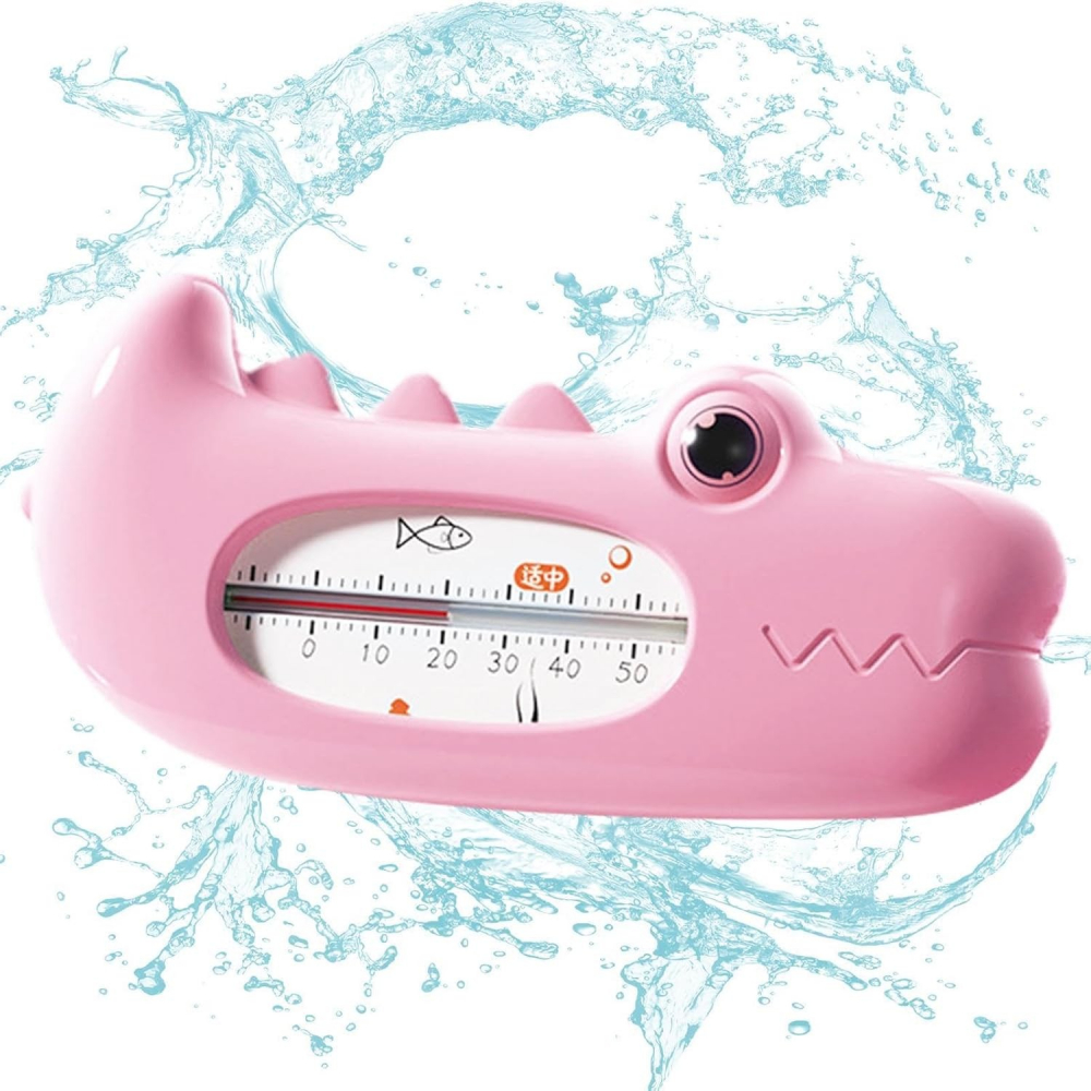 Termometru pentru baie, plutitor, rezistent la apa, multifunctional, model crocodil, 2.7x6.5x3.7 cm, roz [3]
