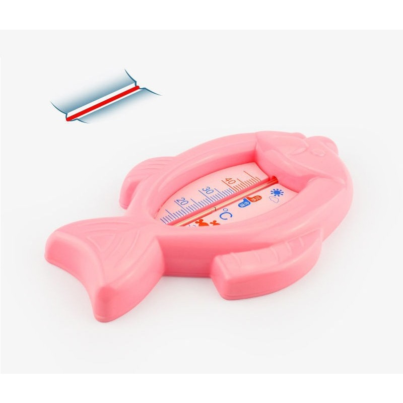 Termometru pentru baie, plutitor, rezistent la apa, multifunctional, model peste, 15.5x9.5x2 cm, roz [2]