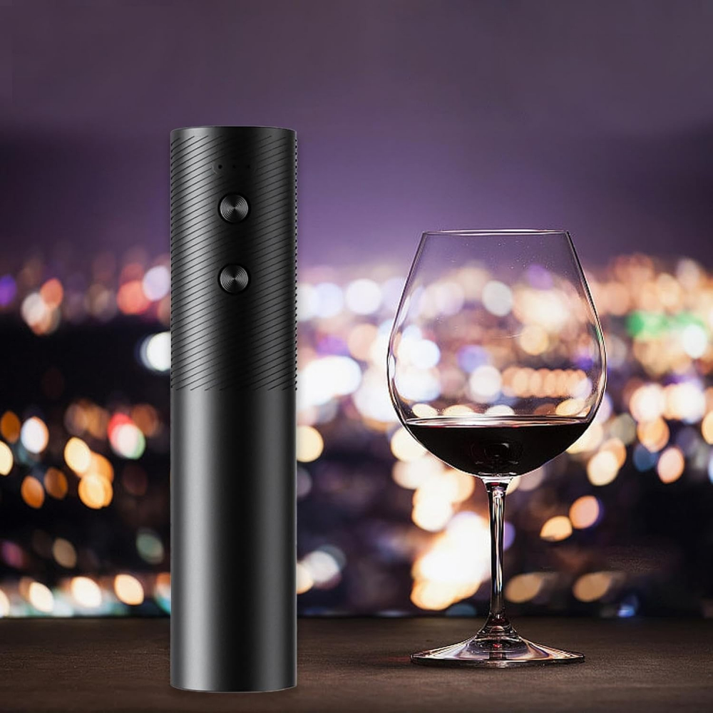 Tirbuson electric, deschizator sticle de vin, incarcare usb, 20 x 4.6 cm, negru [5]
