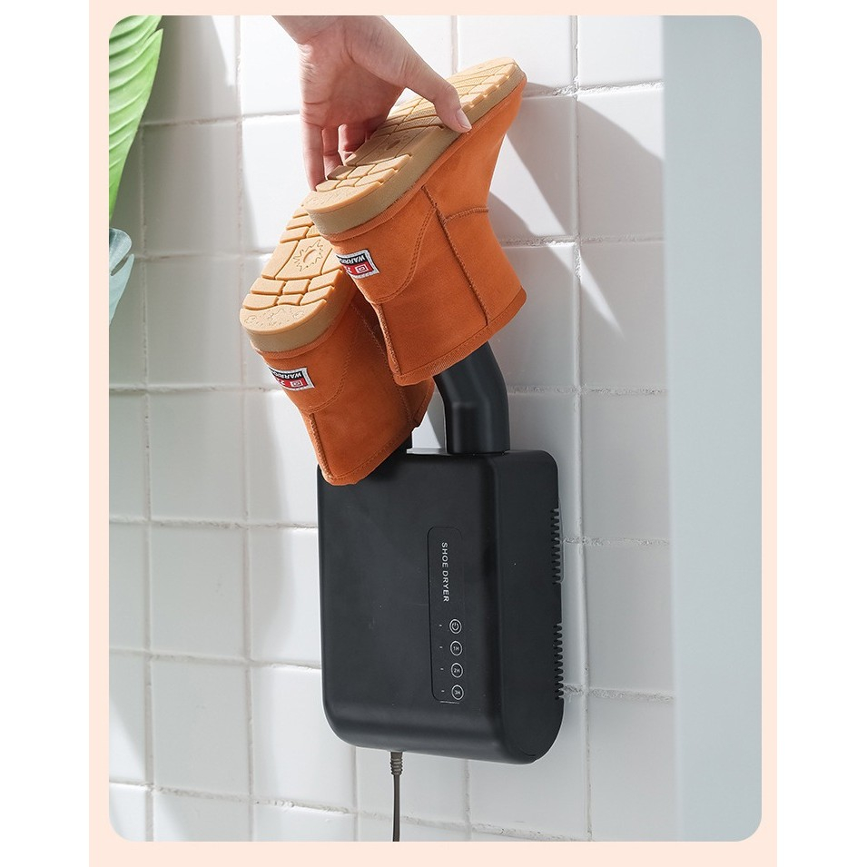 Uscator de pantofi, functie de uscare, dezinfectie, dezodorizare, montaj pe perete fara perforare, din pvc, silentios, timer, negru [6]