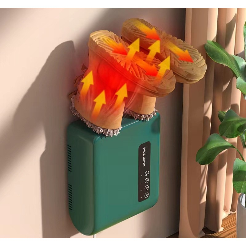 Uscator de pantofi, functie de uscare, dezinfectie, dezodorizare, montaj pe perete fara perforare, din pvc, silentios, timer, verde [2]