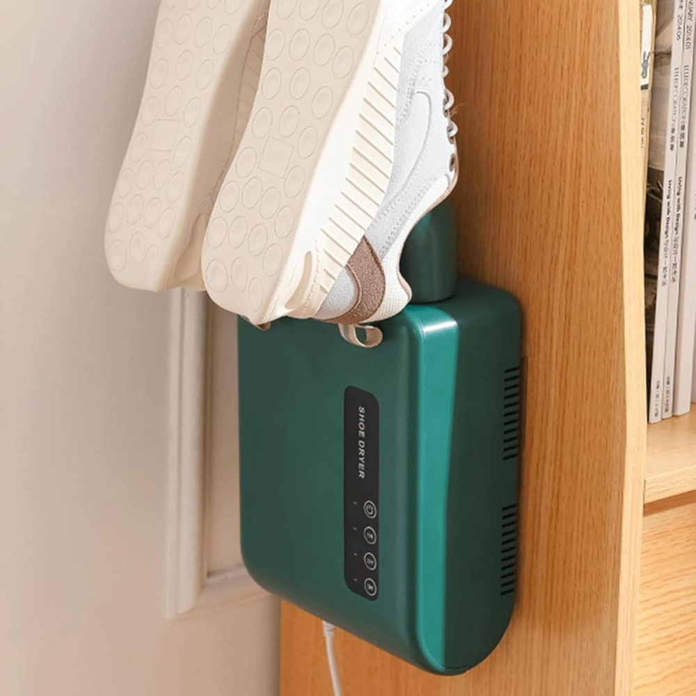 Uscator de pantofi, functie de uscare, dezinfectie, dezodorizare, montaj pe perete fara perforare, din pvc, silentios, timer, verde [5]