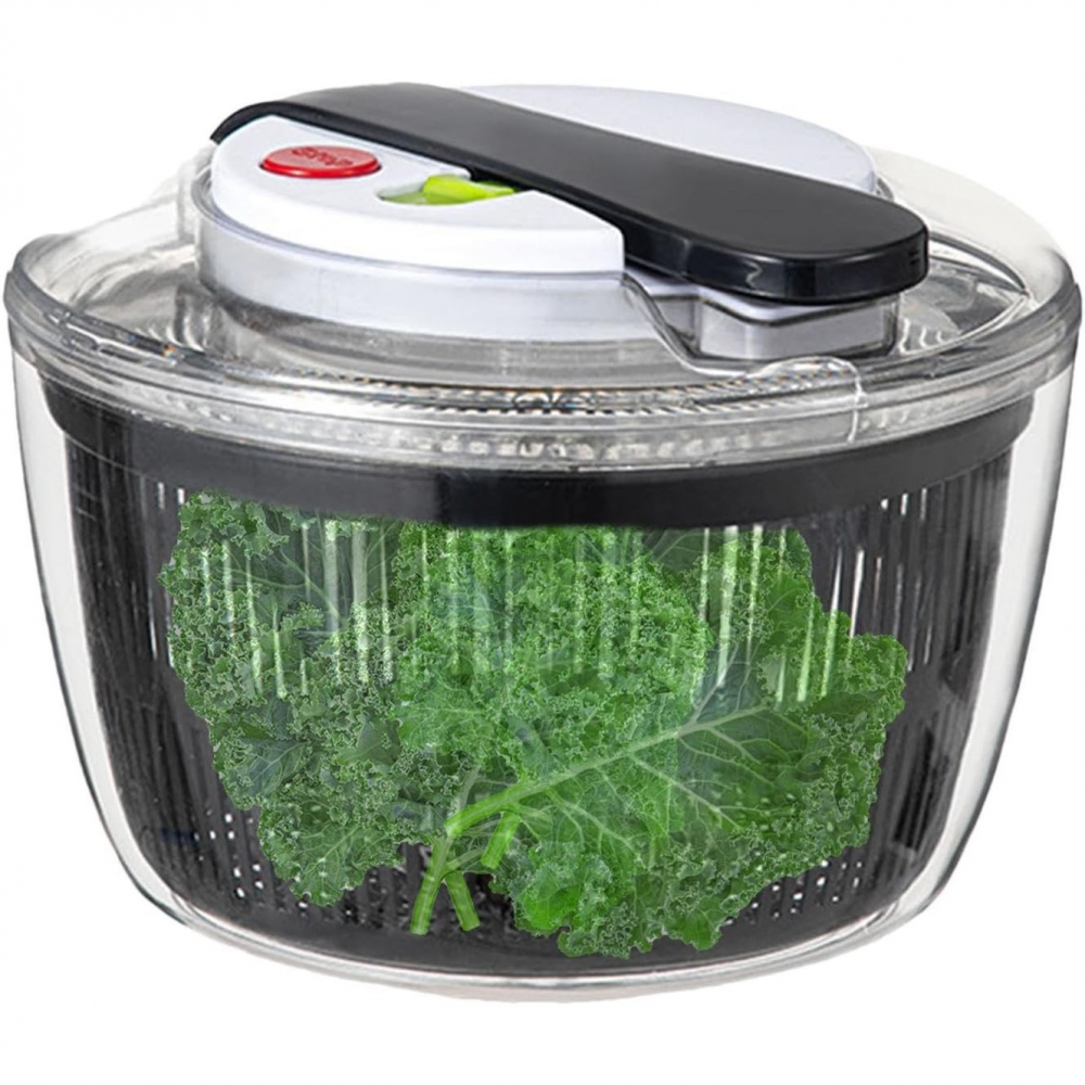 Uscator manual pentru salata si verdeturi, plastic, 16x15x21 cm, capacitate 3l, negru [2]