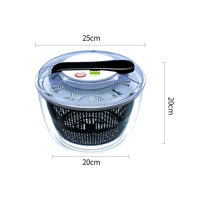 Uscator manual pentru salata si verdeturi, plastic, 20x20x25 cm, capacitate 5l, negru [2]