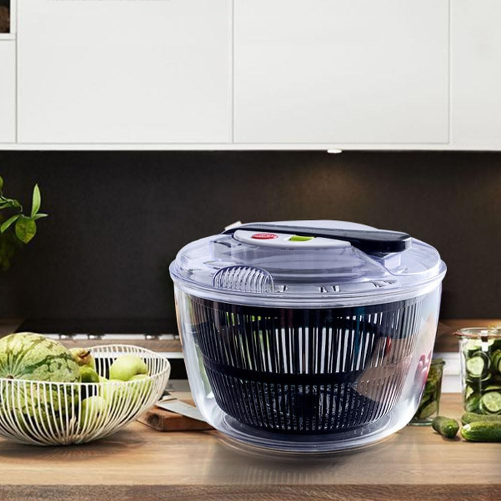 Uscator manual pentru salata si verdeturi, plastic, 20x20x25 cm, capacitate 5l, negru [8]