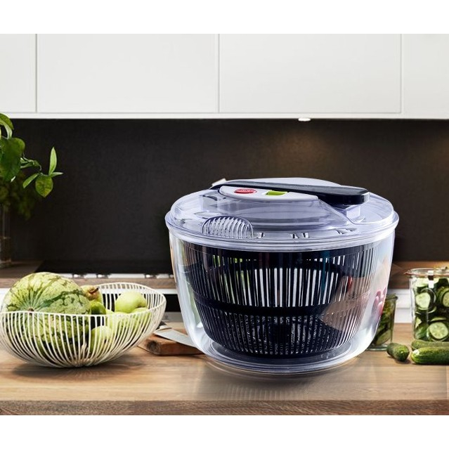 Uscator manual pentru salata si verdeturi, plastic, 20x20x25 cm, capacitate 5l, negru [4]