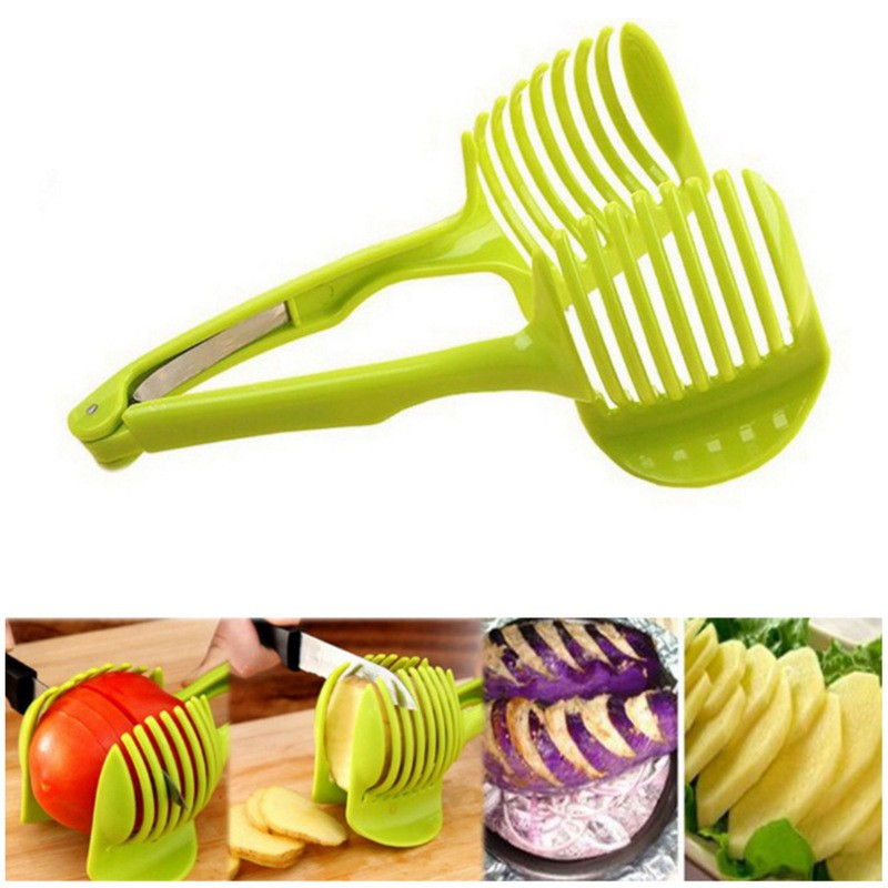 Ustenisla de bucatarie tip cleste pentru feliat fructe si legume  material abs, 8 x 18.5 cm, verde [6]