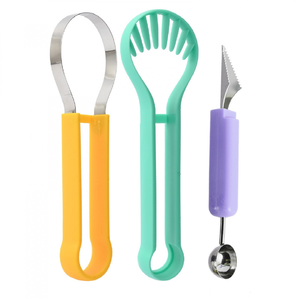 Ustensila bucatarie 4 in 1 pentru taiat si decorat fructe  material inox si plastic, compact, 28x6.2 cm, multicolor [1]