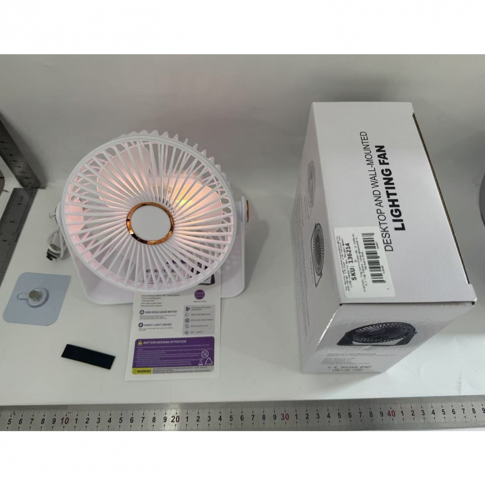 Ventilator 2in1, de masa/de perete, incarcare usb, 3.7 v, 4.5 w, 1200 mah, 17.5 x 17 x 7.6 cm, alb [4]
