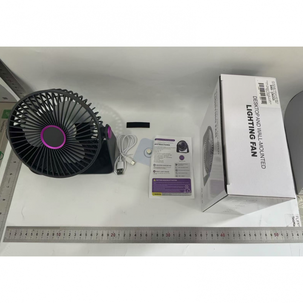 Ventilator 2in1, de masa/de perete, incarcare usb, 3.7 v, 4.5 w, 1200 mah, 17.5 x 17 x 7.6 cm, albastru fumuriu [6]