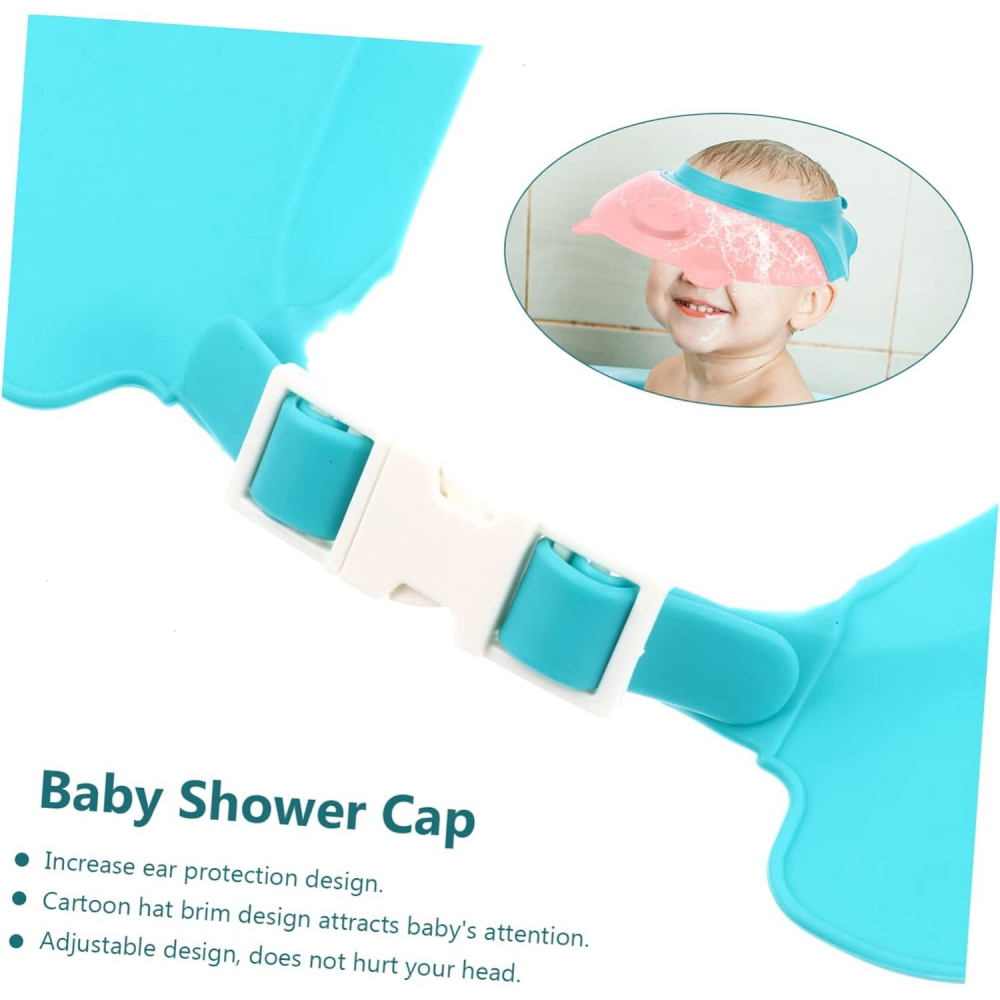 Viziera de protectie baie pentru copii, fippy, model purcelus, dimensiune ajustabila, durabil, usor de curatat, impotriva samponului, pentru ochi si urechi, tpe+pp, 23x23 cm, roz [10]
