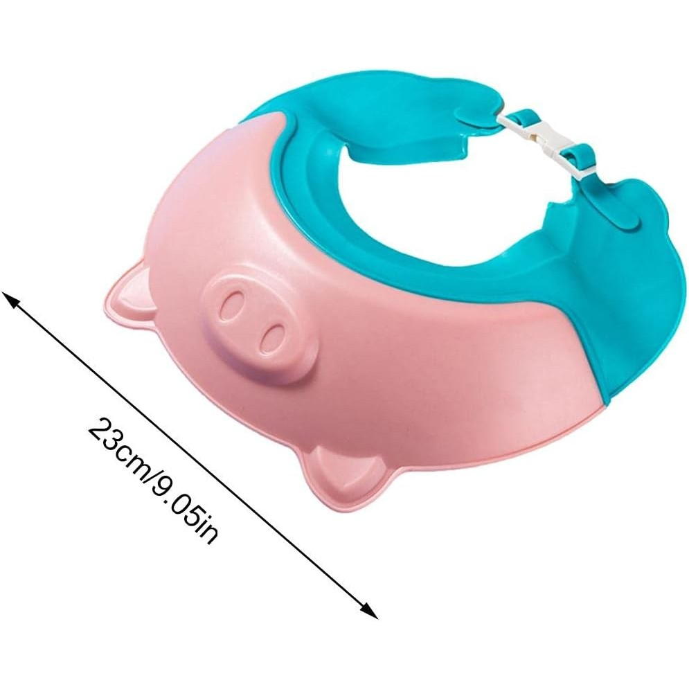 Viziera de protectie baie pentru copii, fippy, model purcelus, dimensiune ajustabila, durabil, usor de curatat, impotriva samponului, pentru ochi si urechi, tpe+pp, 23x23 cm, roz [4]