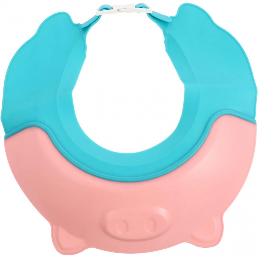 Viziera de protectie baie pentru copii, fippy, model purcelus, dimensiune ajustabila, durabil, usor de curatat, impotriva samponului, pentru ochi si urechi, tpe+pp, 23x23 cm, roz [14]