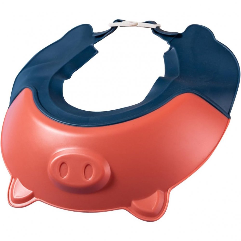 Viziera de protectie baie pentru copii, fippy, model purcelus, dimensiune ajustabila, durabil, usor de curatat, impotriva samponului, pentru ochi si urechi, tpe+pp, 23x23 cm, rosu [3]