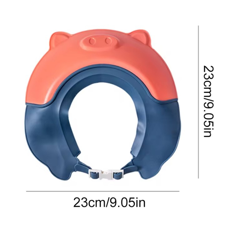 Viziera de protectie baie pentru copii, fippy, model purcelus, dimensiune ajustabila, durabil, usor de curatat, impotriva samponului, pentru ochi si urechi, tpe+pp, 23x23 cm, rosu [6]