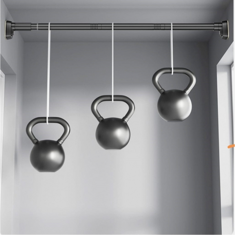 Bara telescopica multifunctionala, din otel inoxidabil si abs, utilizare universala, extensie 185 - 205 cm, fara perforare perete, gri [4]