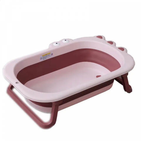 Promo rapid - Cada pliabila pentru baie, din pp+tpr, pentru copii 0-6 ani, model crocodil, dop de scurgere, 80x54x21 cm, roz