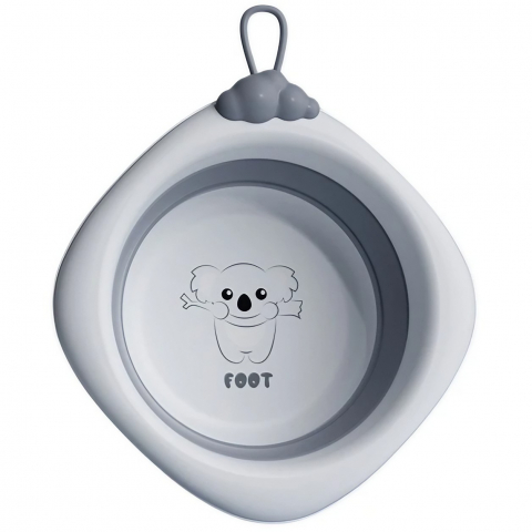 Îngrijire, transport și organizare pentru bebeluși și copii - Cada pliabila pentru baie pentru copii, cadita pentru bebelusi, model romb pentru picioare koala, gri, 30x30x3.5 cm, 4l
