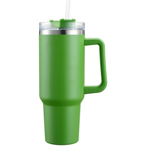 Cana termos din plastic, pentru bauturi calde si reci, cu maner, 9.9x9.9x27 cm, verde [3]