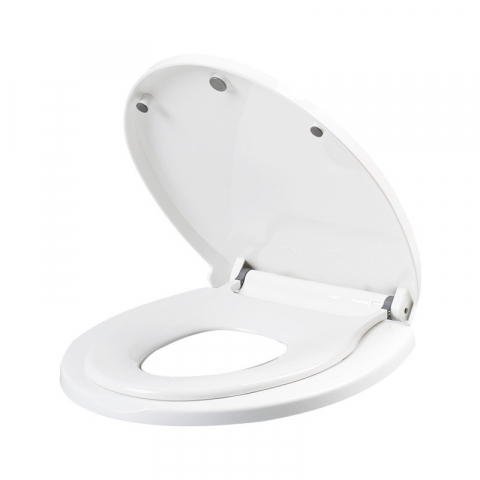 Promo rapid - Capac de toaleta cu reductie 2 in 1, pentru copii si adulti, coborare lenta si silentioasa, instalare usoara, din pp5 , in forma de u, alb