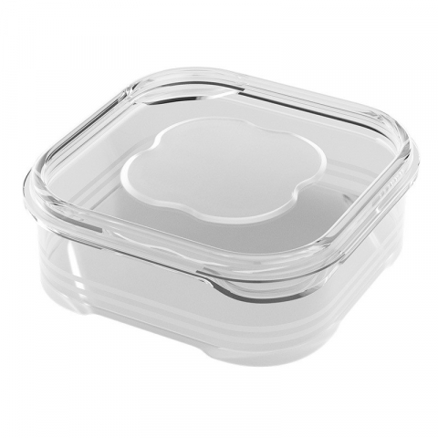 Caserole alimentare - Caserola alimentara, cutie pentru pastrare a alimentelor, cutie depozitare pentru frigider, sigilata dreptunghiulara, din plastic, 12 x 12 x 4.5 cm, 350ml, transparent