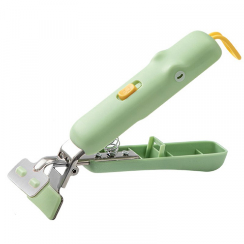 Accesorii și ustensile in bucatarie - Clema pentru boluri, anti-alunecare, din silicon, de uz casnic, rezistent la temperaturi inalte, model animat, maner si cleste inox, 12.5x3.6 cm, verde