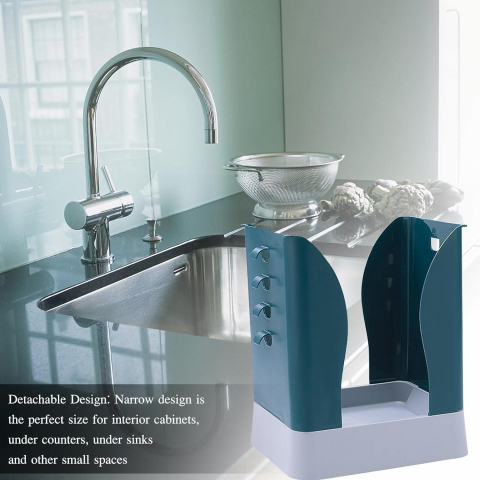 Cos de gunoi extensibil, din plastic, reglabil, pliabil, versatil, pentru bucatarie, baie sau birou, cos universal, 21x25x17 cm, albastru gri [5]