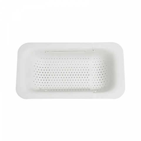 Accesorii și ustensile in bucatarie - Cos de scurgere pentru chiuveta de bucatarie, plastic, telescopic, 36x20x5 cm, alb