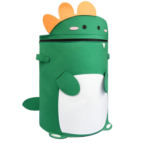 Cutii depozitare jucării - Cutie de depozitare 2in1, impermeabila, covor pentru jucarii si lego 150cm, capacitate mare, cu manere, cu sfori, inaltime 40cm, model dinozaur, verde