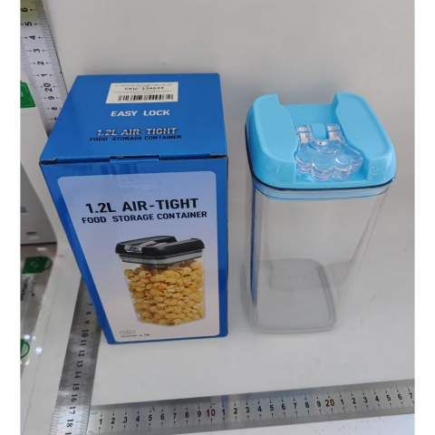 Cutie de depozitare alimente, 1.2l, capac albastru, din pp+pet, inchidere ermetica, 10 x 10 x 20.5 cm, transparent [6]